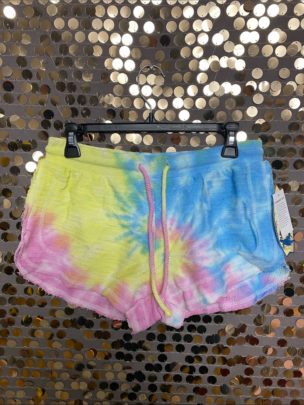 Tie-Dye Athletic Shorts Yellow, Blue & Pink #1589